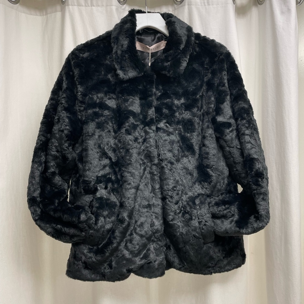 Black faux fur coat